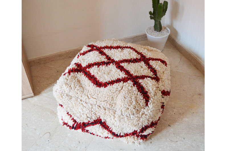 Pouf tapis marocain beni ourain