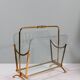Vintage magazine rack, brass and glass, Italy 1950-1960