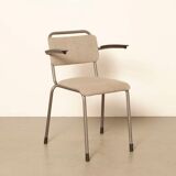 Chaise d'école Gispen 206 rembourrée gris clair