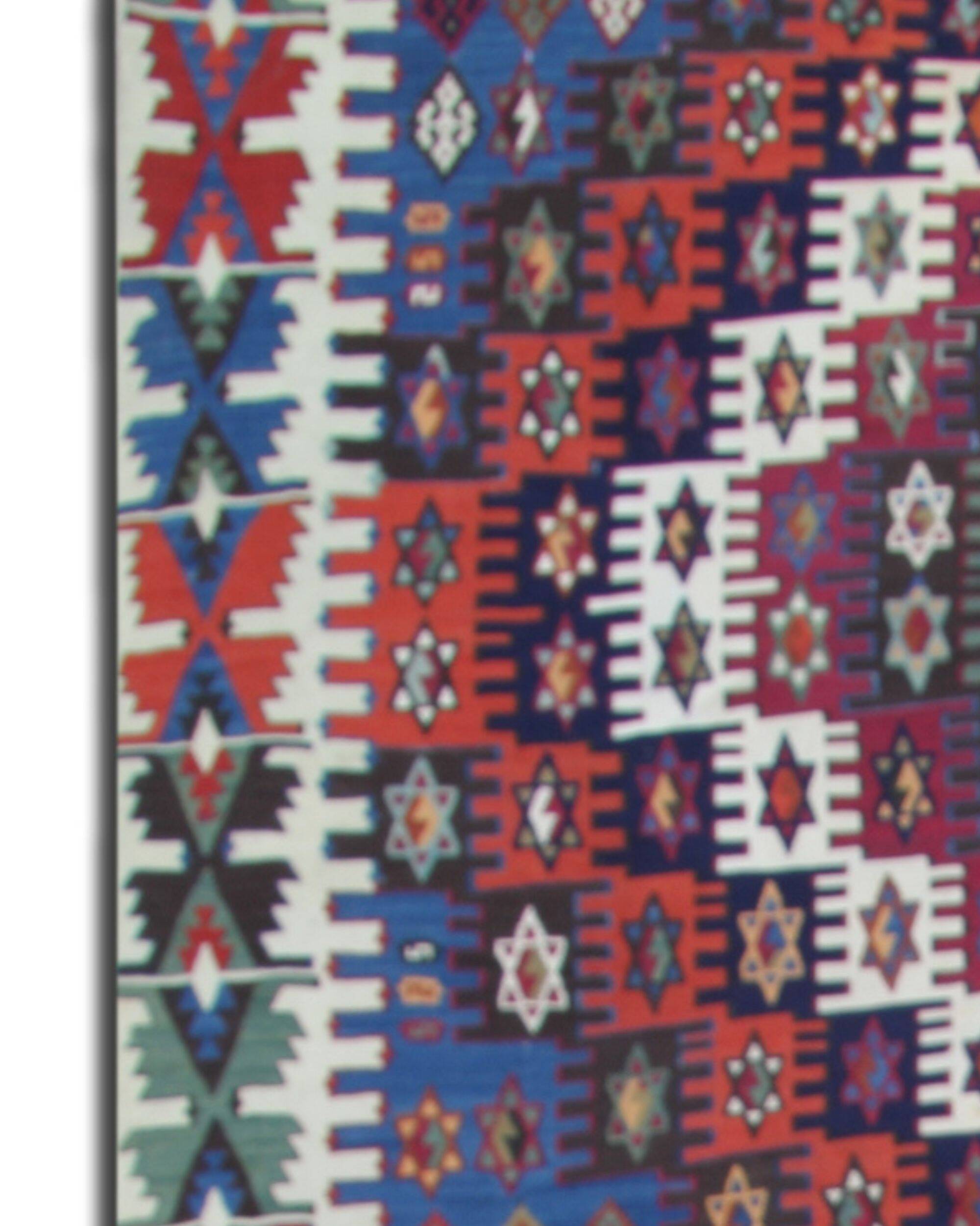 Konya Kilim Runner Rug 1930s, Tribal Geometric Wool Flatweave 350x170cm