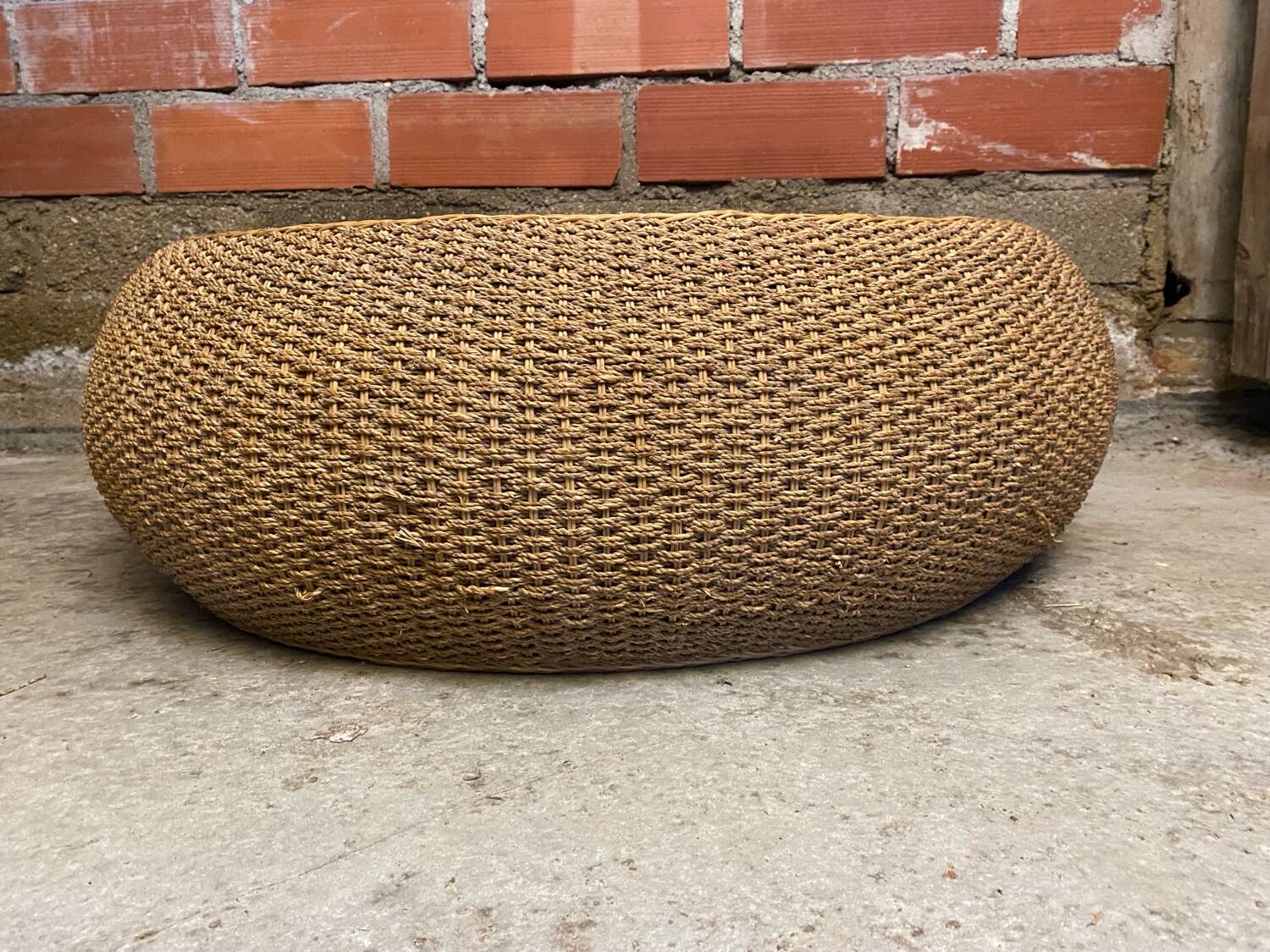 Vintage 1970s braided rope coffee table