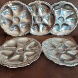 Set of 5 metal oyster plates