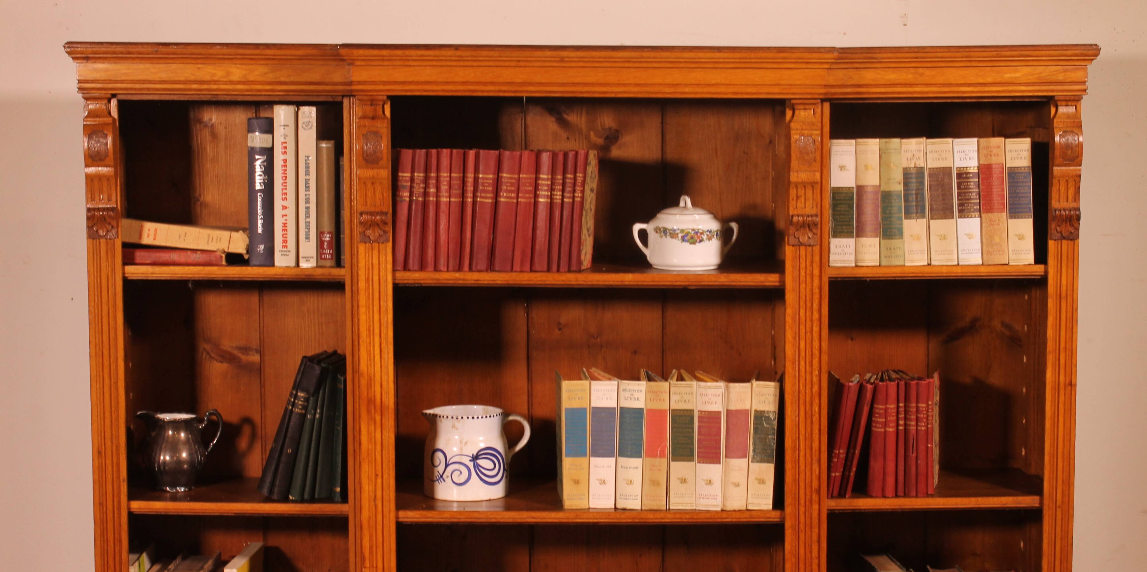 bibliothèque ouverte en chêne claire-19° siècle