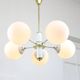 Vintage Italian Brass and Opaline Sputnik Chandelier, 1970s