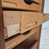 1960s, Danish office cabinet, original condition, teak wood, sliding doors, drawers inside.