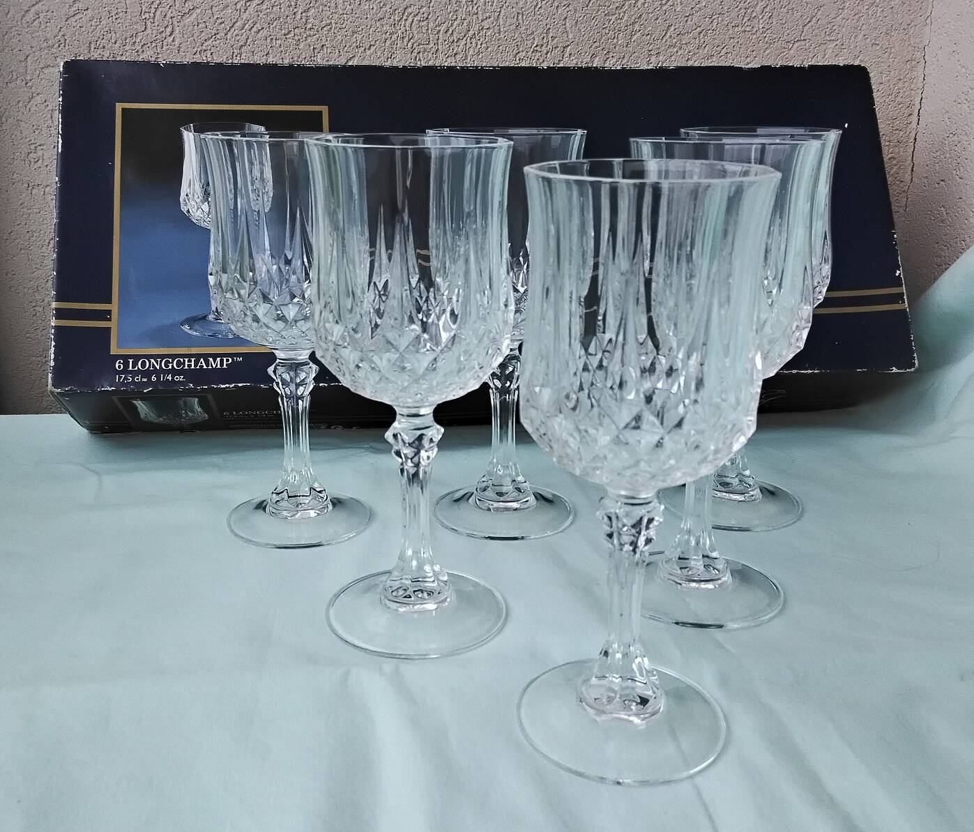 6 crystal stem glasses