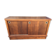 Low sideboard with sliding doors in waxed mahogany