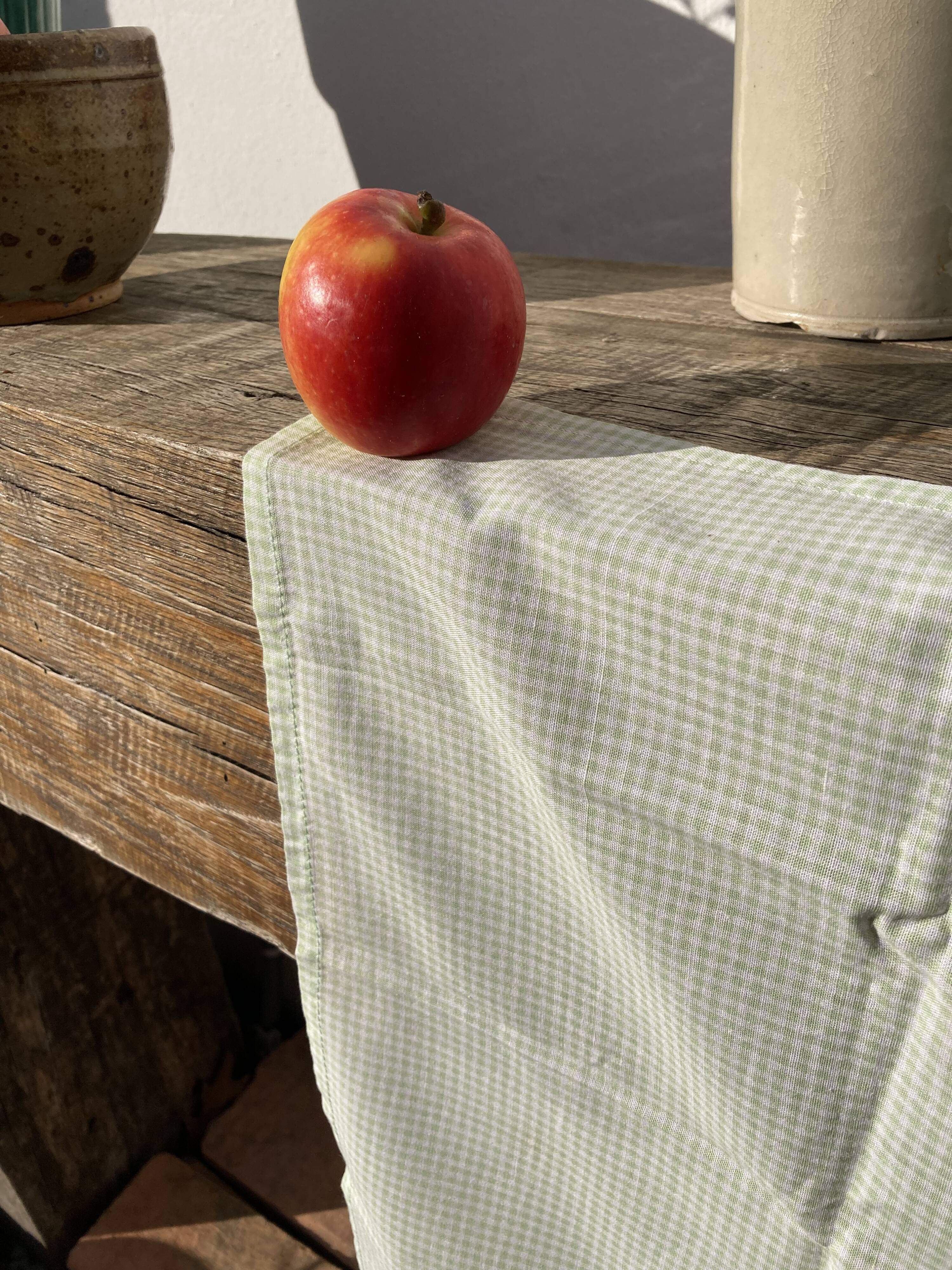 4 green rectangular napkins \u00e0 vintage tiles