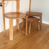 2 brutalist wooden nesting tables