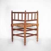 Wooden and caned corner chair, antique bobbin chair, occasional chair.