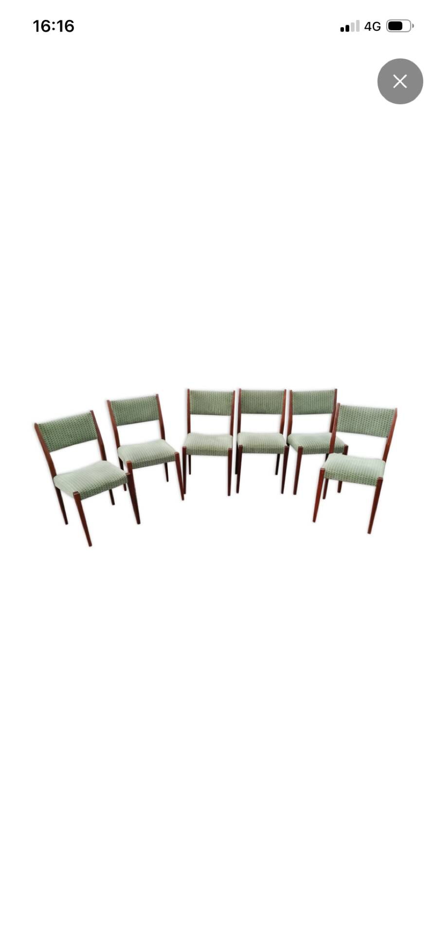 Lot de 6 chaises scandinaves teck et tissu