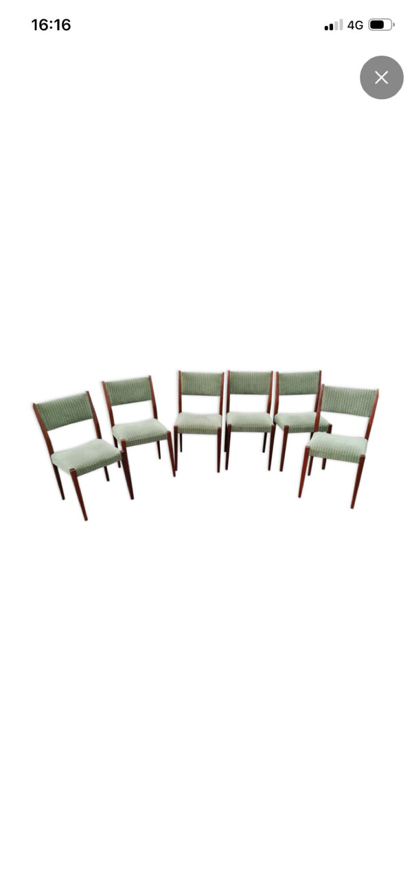 Lot de 6 chaises scandinaves teck et tissu