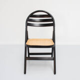 4 Vintage Wood Folding Chairs with Cane Seating