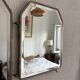 Vintage 1920s triptych barber mirror Art Deco hexagonal crystal - 33 x 78 cm