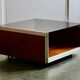 Wood, aluminum and smoked glass coffee table. circa 1970