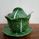 Soup tureen and cabbage slipware dish