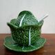Soup tureen and cabbage slipware dish
