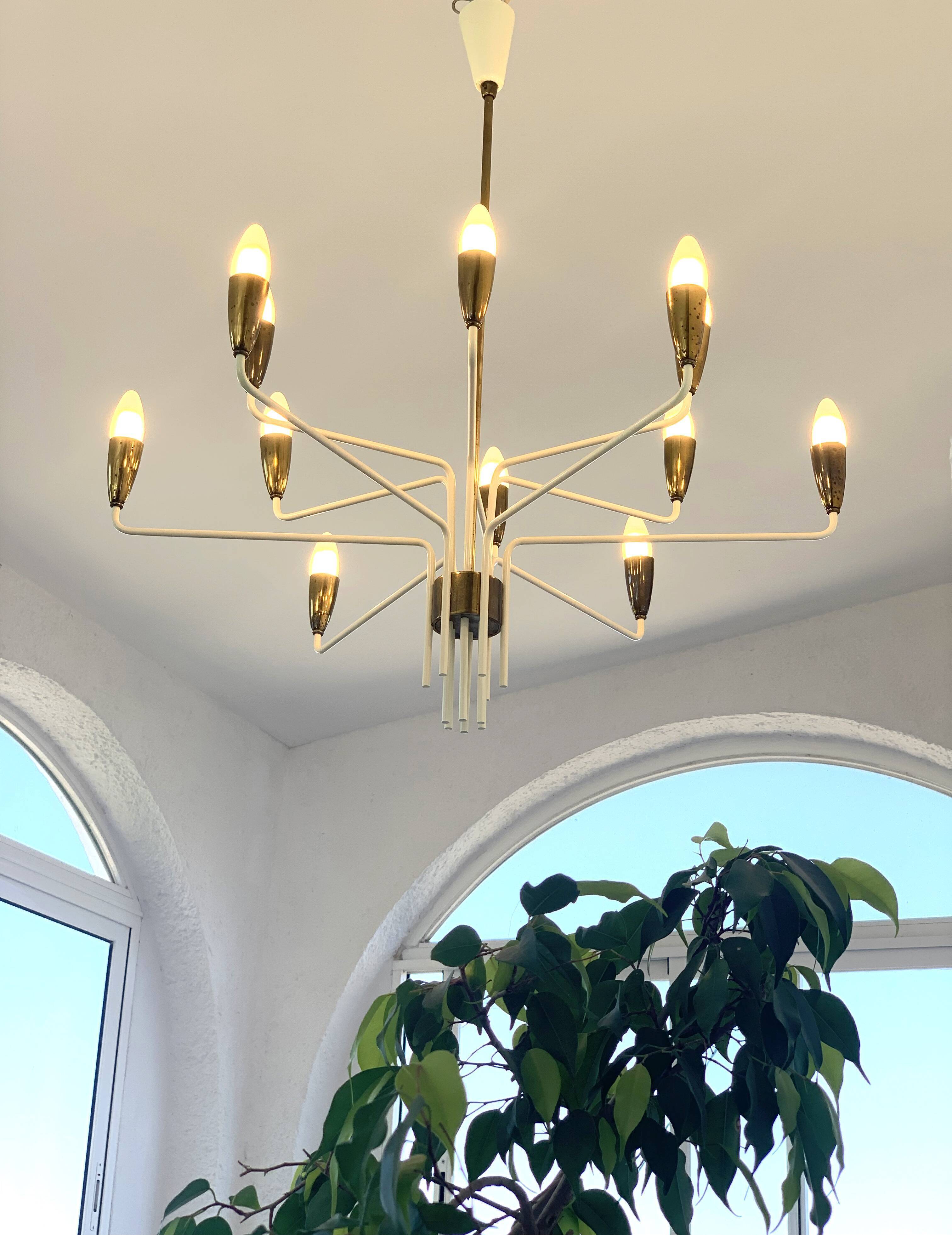 Chandelier 12 arms attributed to Stilnovo,1950