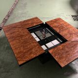 Table basse cocktail Paul Michel en bois de loupe