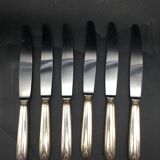 6 table knives in silver metal model coquille
