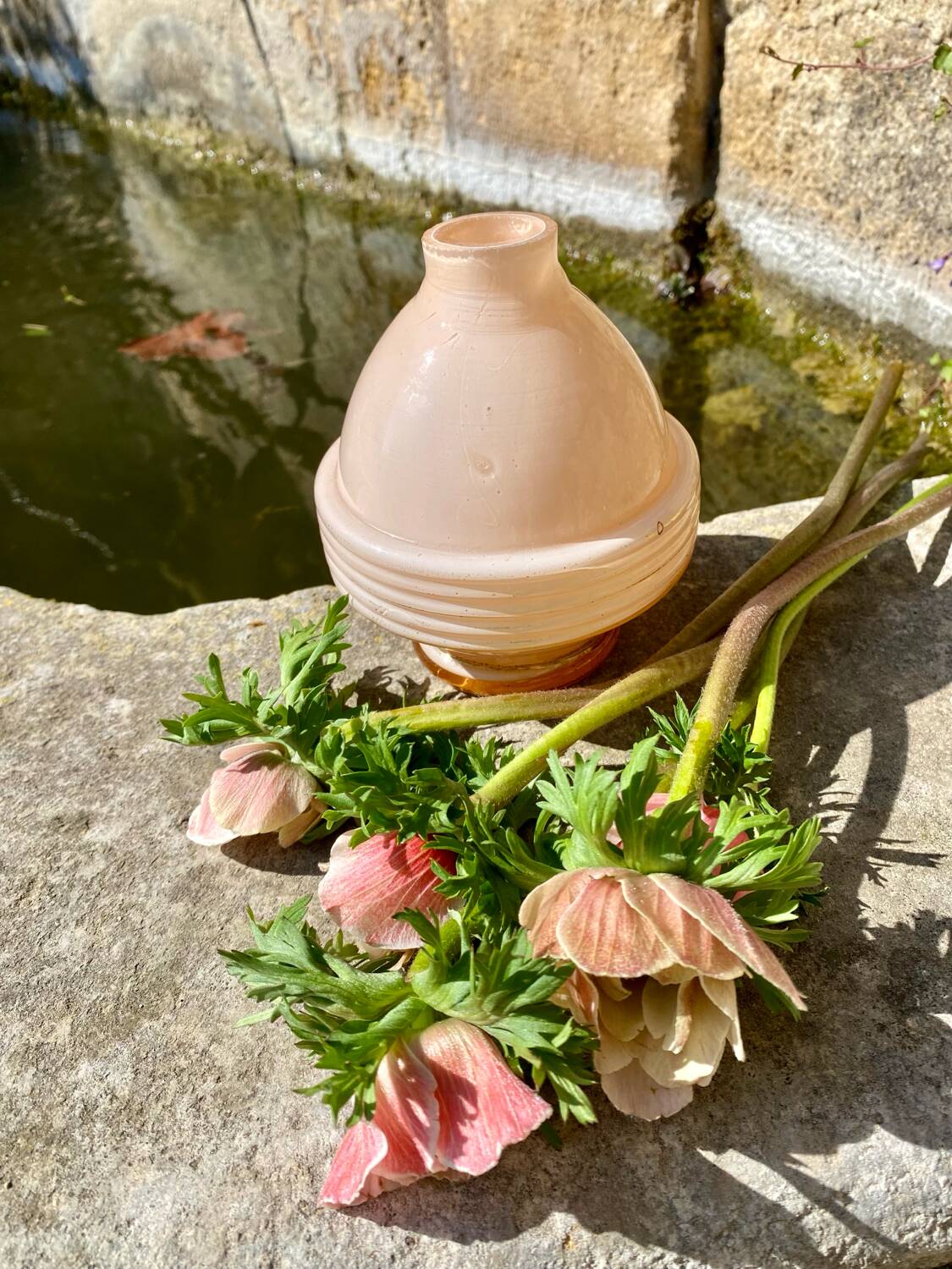 Old pink vase lamp base