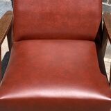Vintage French Armchair in Leather, 1960s