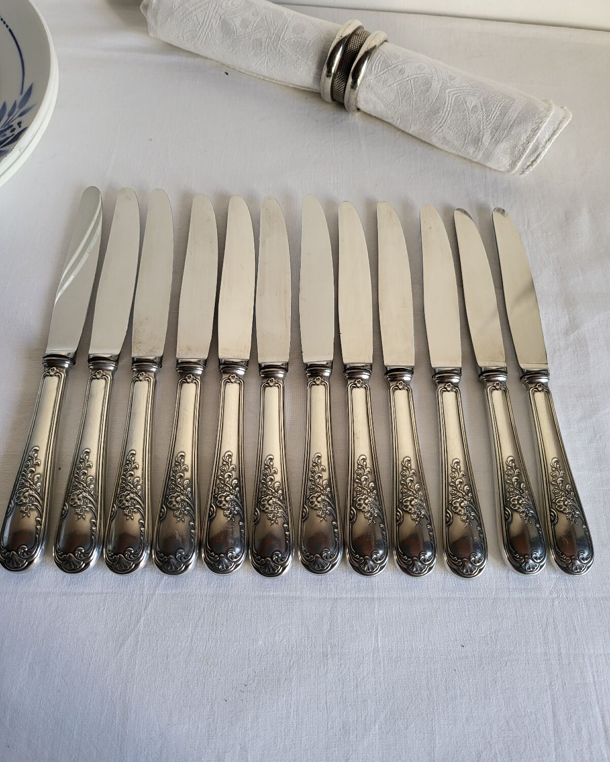 12 Silver-Plated Dessert Knives with Stainless Steel Blades Nogent