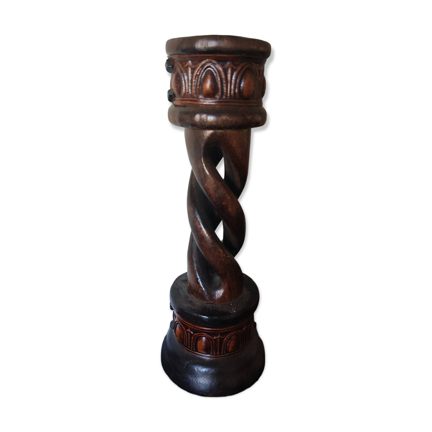 Vintage twisted wooden candlestick