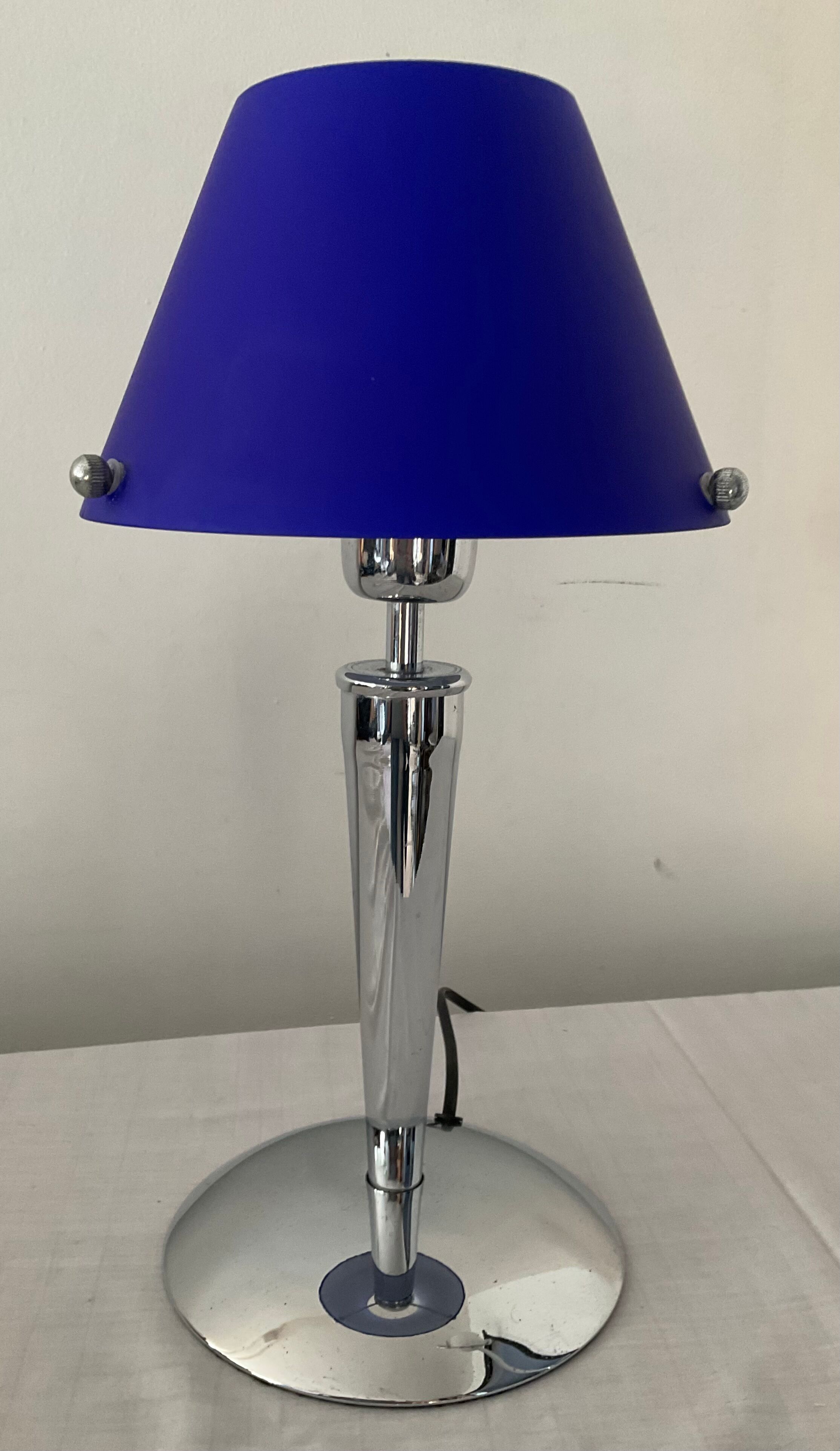 Design lamp in chromed metal and glass paste