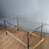 50s metal and rope coffee table