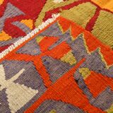 Turkish Red & Orange Tribal Vintage Kilim Rug, 168x295Cm