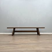 Michelucci brutalist design solid walnut bench 1970s