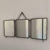 Vintage mirror 1930 barber triptych - 28 x 69 cm