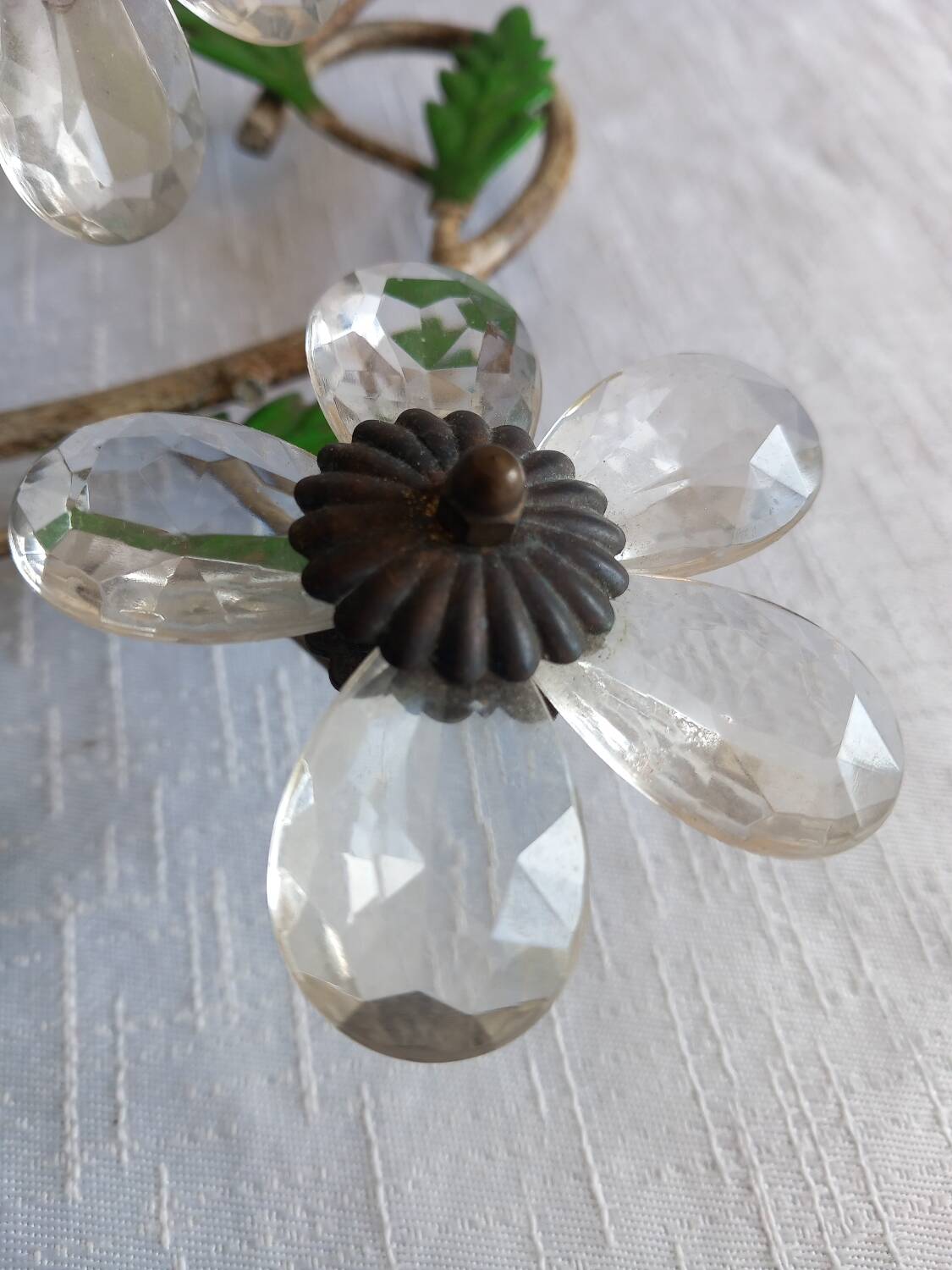 Pair of Italian Florentine wall sconces in tin and glass.