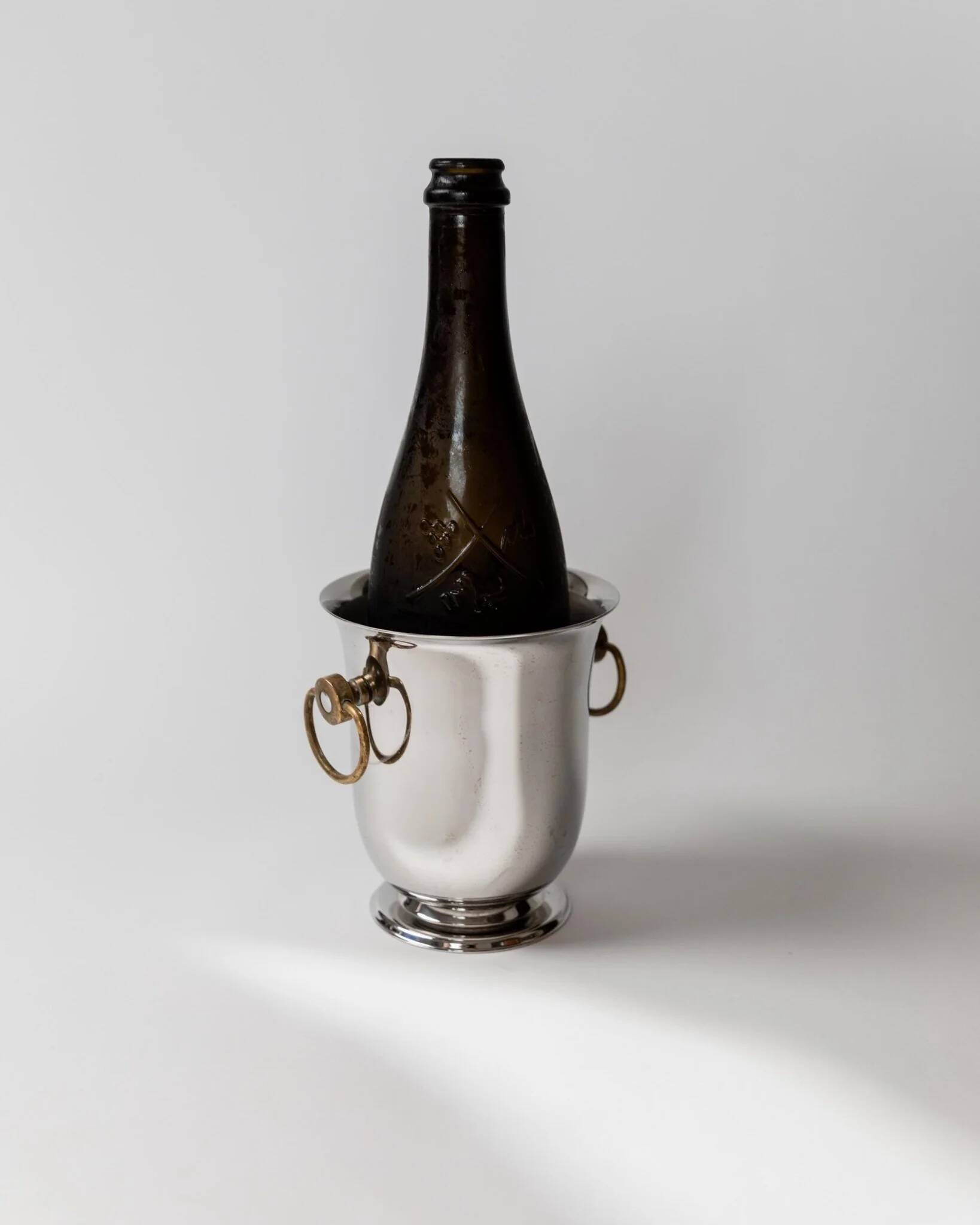 Seau à champagne ou rafraîchisseur à vin vintage - Design intemporel en métal argenté par Jean Couzon années 1980 - Idée cadeau, centre de table rétro, décoration de table
