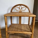 Pair of rattan bedsides and vintage bamboo