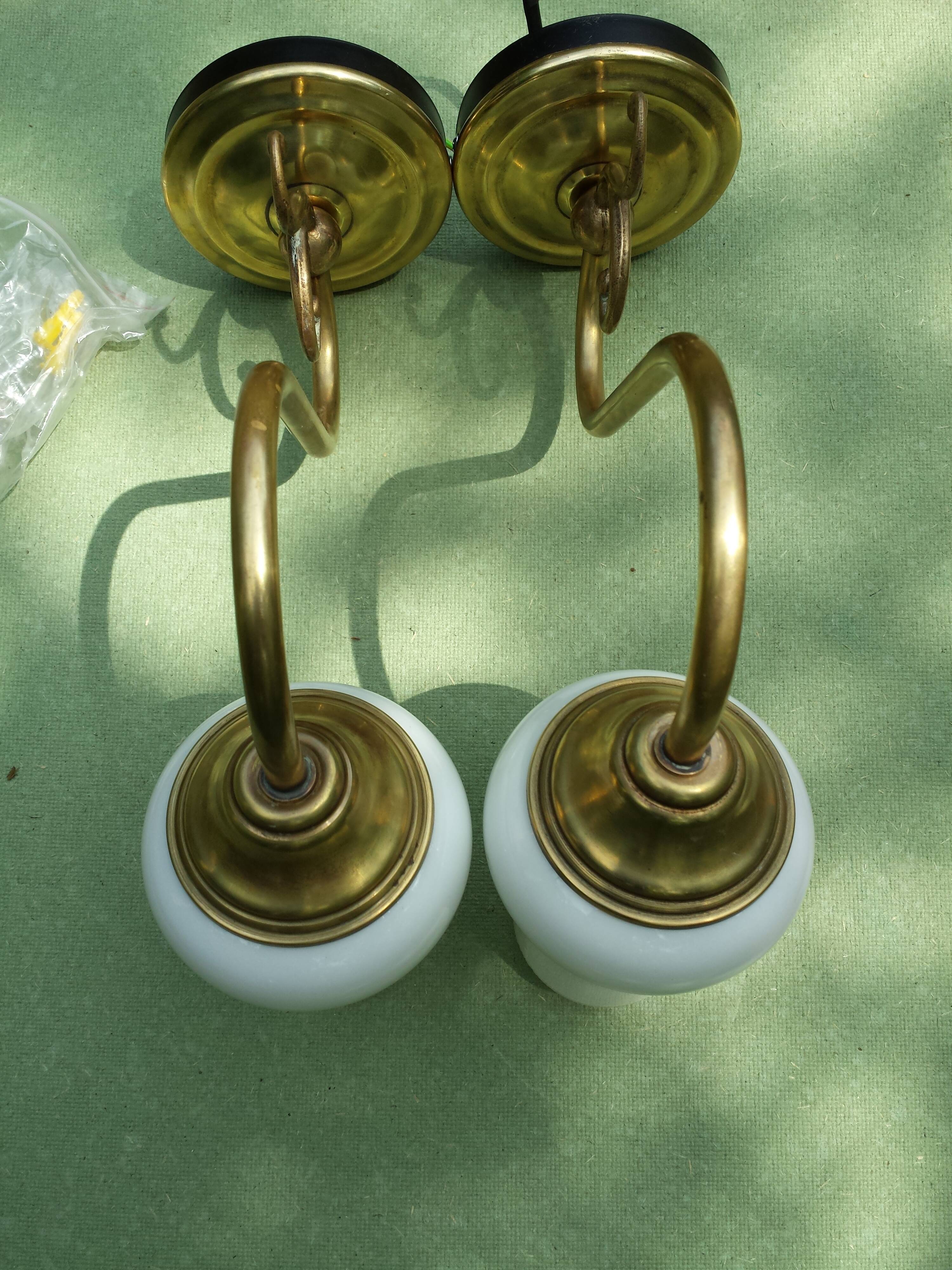 Pair of White Opaline Wall Sconces