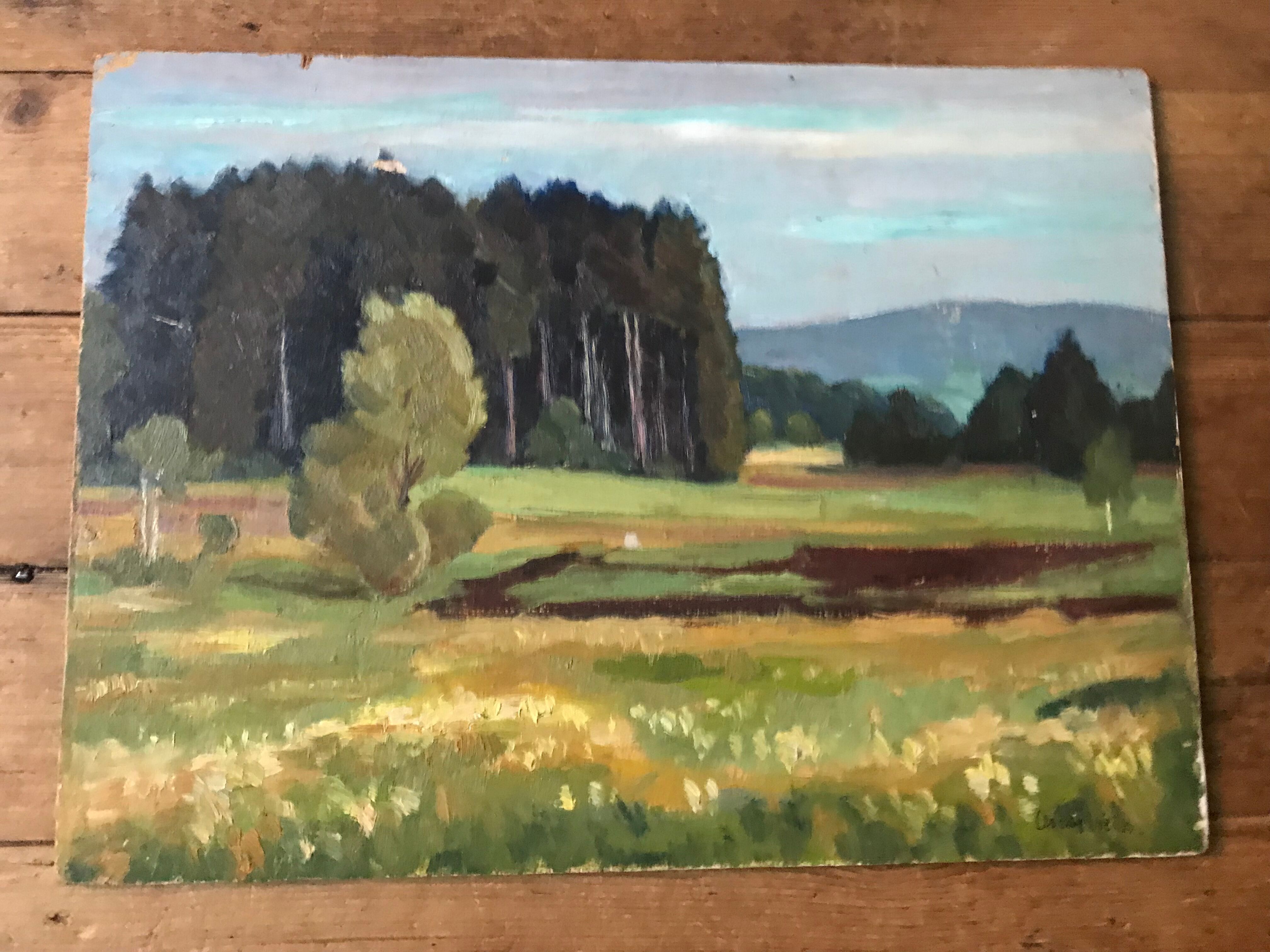 Huile paysage vintage