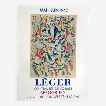 Affiche originale en lithographie d'après Fernand LEGER, Galerie Berggruen & Cie, 1962 Mourlot