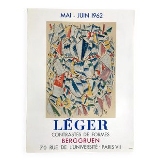 Affiche originale en lithographie d'après Fernand LEGER, Galerie Berggruen & Cie, 1962 Mourlot