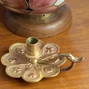 Handheld candlestick in bronze, card game decoration