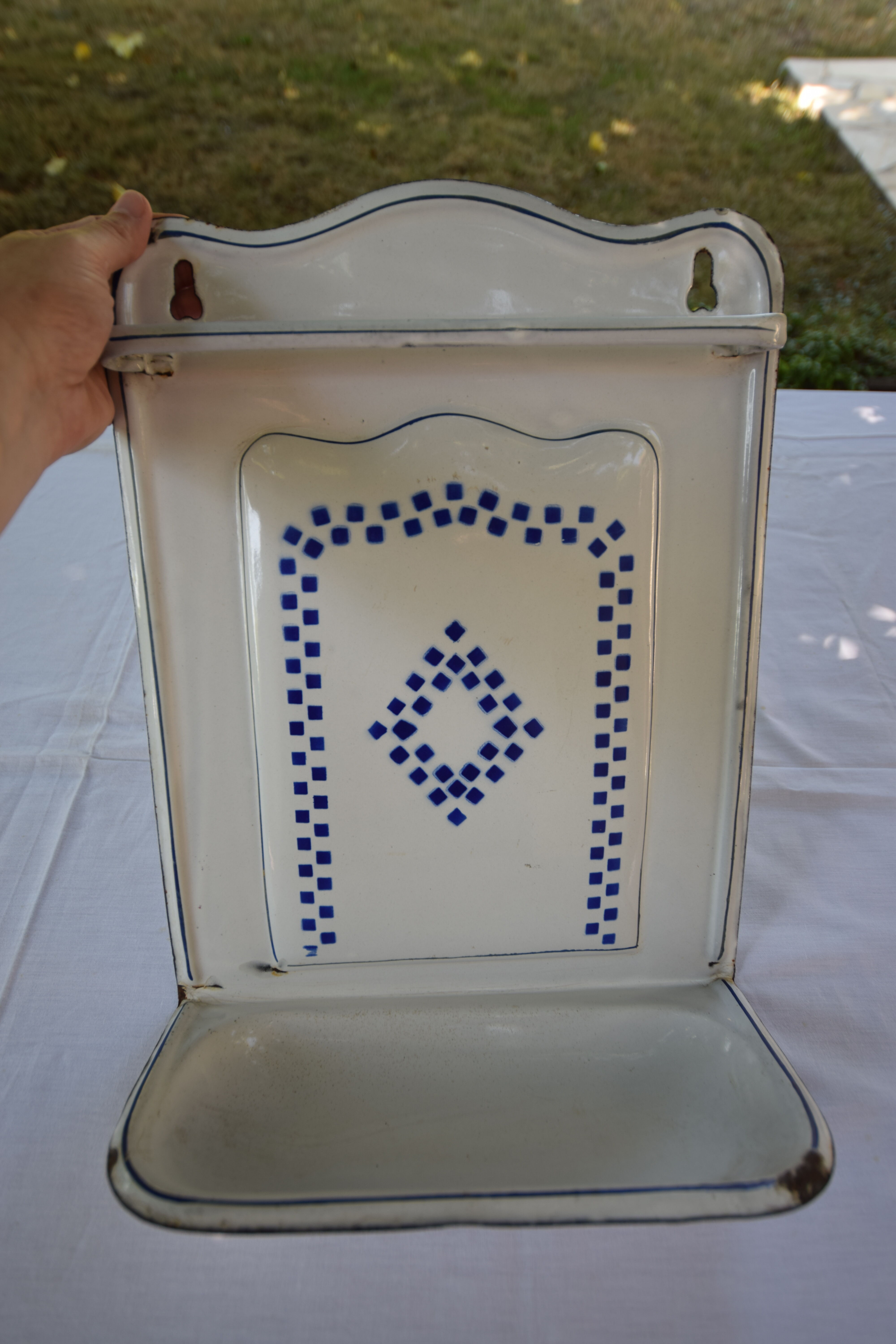 Egouttoir porte ustensile tôle émaillée Lustucru bleu