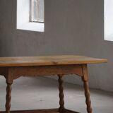 Modern French rectangular dining table in solid pine, handmade, 1900s.
