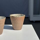 Lot de 2 tasses / mug en céramique indonésienne (mat brun)