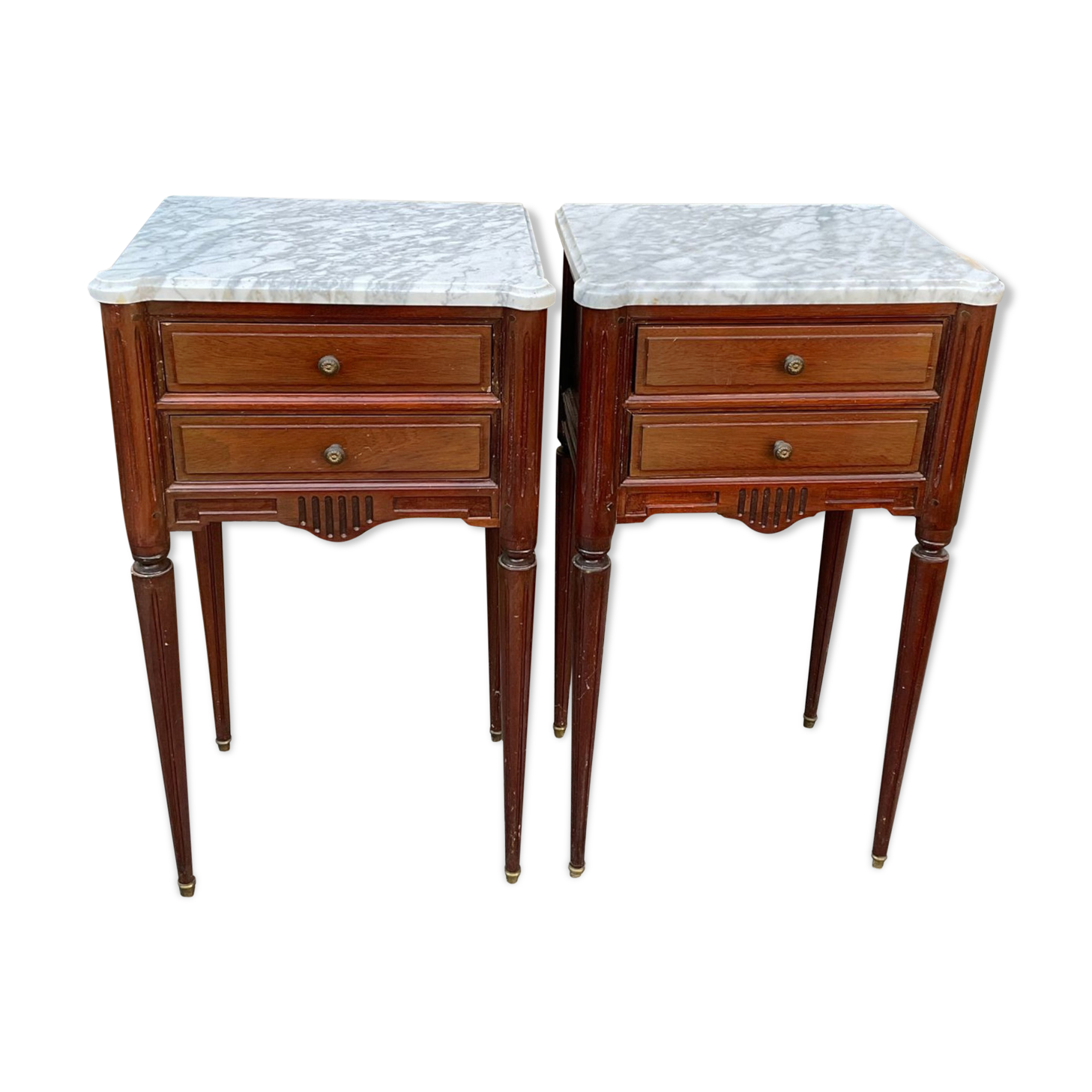 2 bedside tables in wood and marble