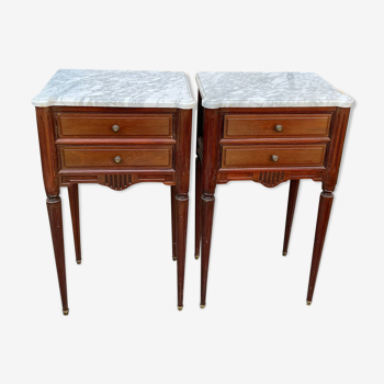 2 bedside tables in wood and marble