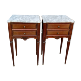 2 bedside tables in wood and marble
