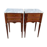 2 bedside tables in wood and marble