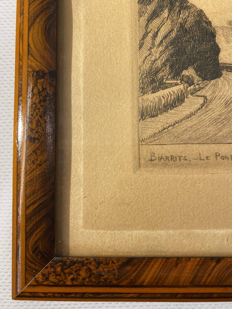 Old engraving, Biarritz, the Devil's Bridge 20th century