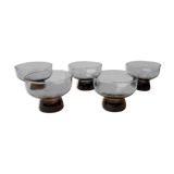 5 70's smoked glass cups